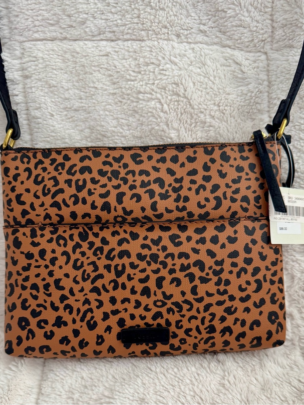 Fossil Leopard Print Crossbody Bag - Brown/Black- NWT